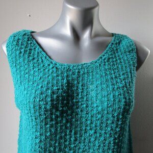 Green sweater vest vintage medium 1980s Rafaella, Ramie cotton blend. pullover